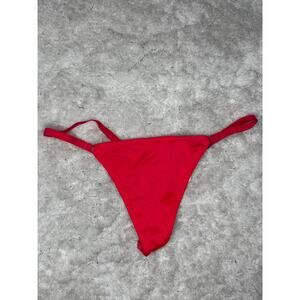 Victoria's Secret Satin Silky Smooth VS Charm V-String Thong Panty OS Red Y2K
